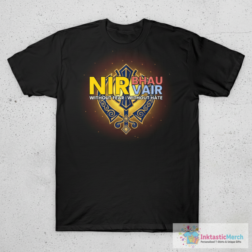 Nirbhau Nirvair Sikh Punjabi Phrase T-Shirt 1 Nirbhau Nirvair Sikh Punjabi Phrase T-Shirt