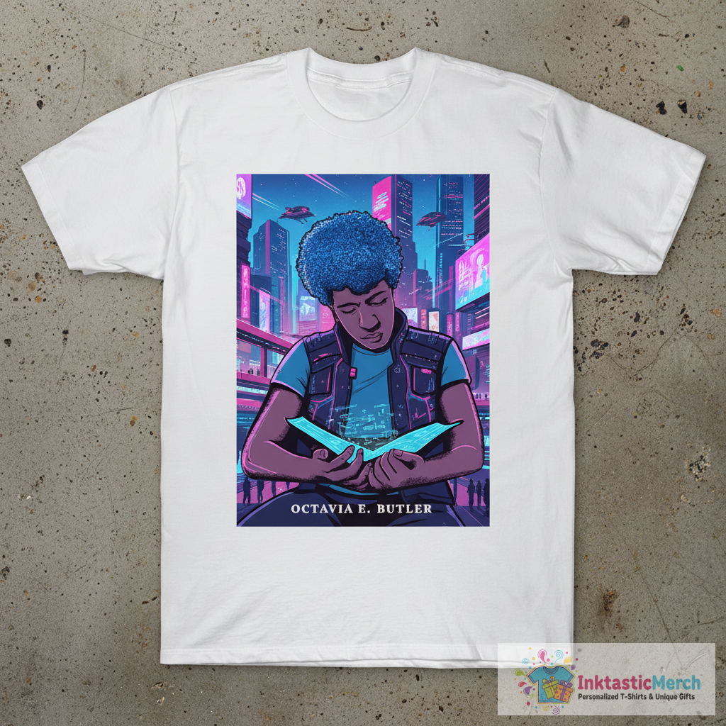 Octavia E. Butler Reading A Book T-Shirt 1 Octavia E. Butler Reading A Book T-Shirt