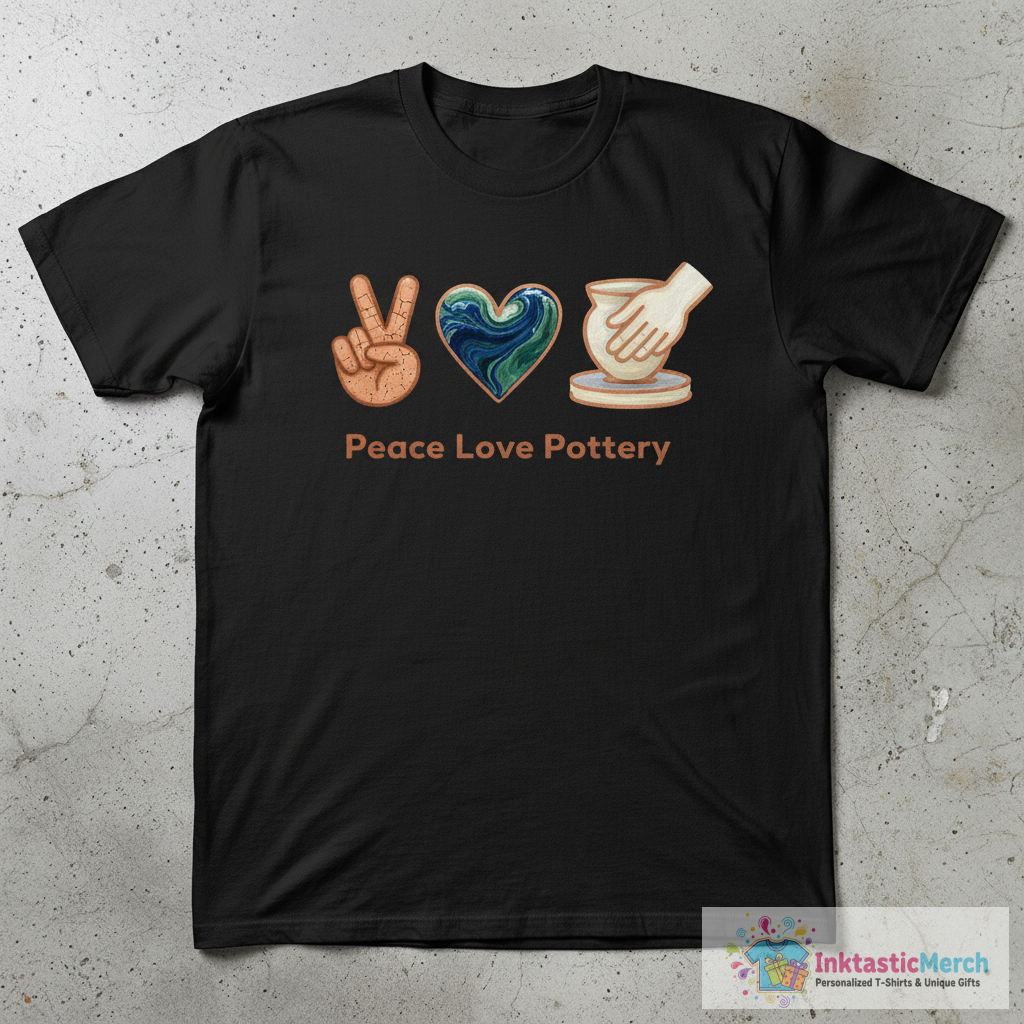Peace, Love Pottery Pottery Lover Ceramics Artist T-Shirt 1 Peace, Love Pottery Pottery Lover Ceramics Artist T-Shirt