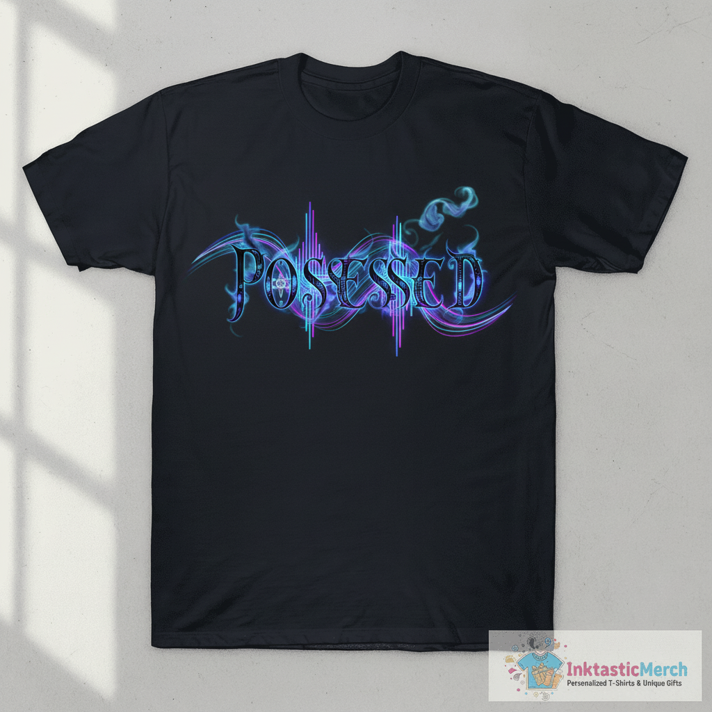 Possessed Spirit Smoky Lettering Halloween POD Design T-Shirt 1 Possessed Spirit Smoky Lettering Halloween POD Design T-Shirt