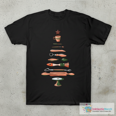 Pottery Christmas Tree Wheel Throwing Ceramic Artist Funny T-Shirt