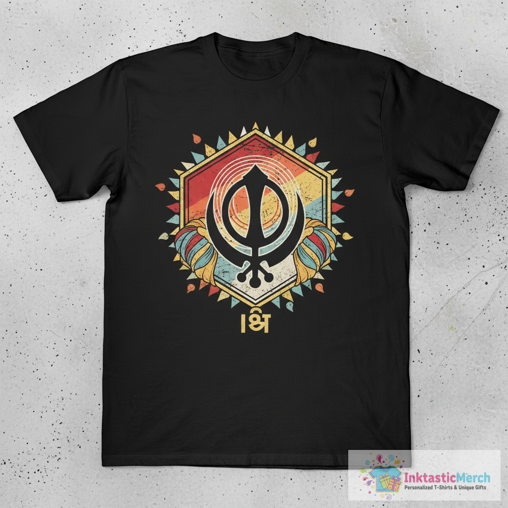 Retro 70s Sikh Khanda Icon T-Shirt 1 Retro 70s Sikh Khanda Icon T-Shirt