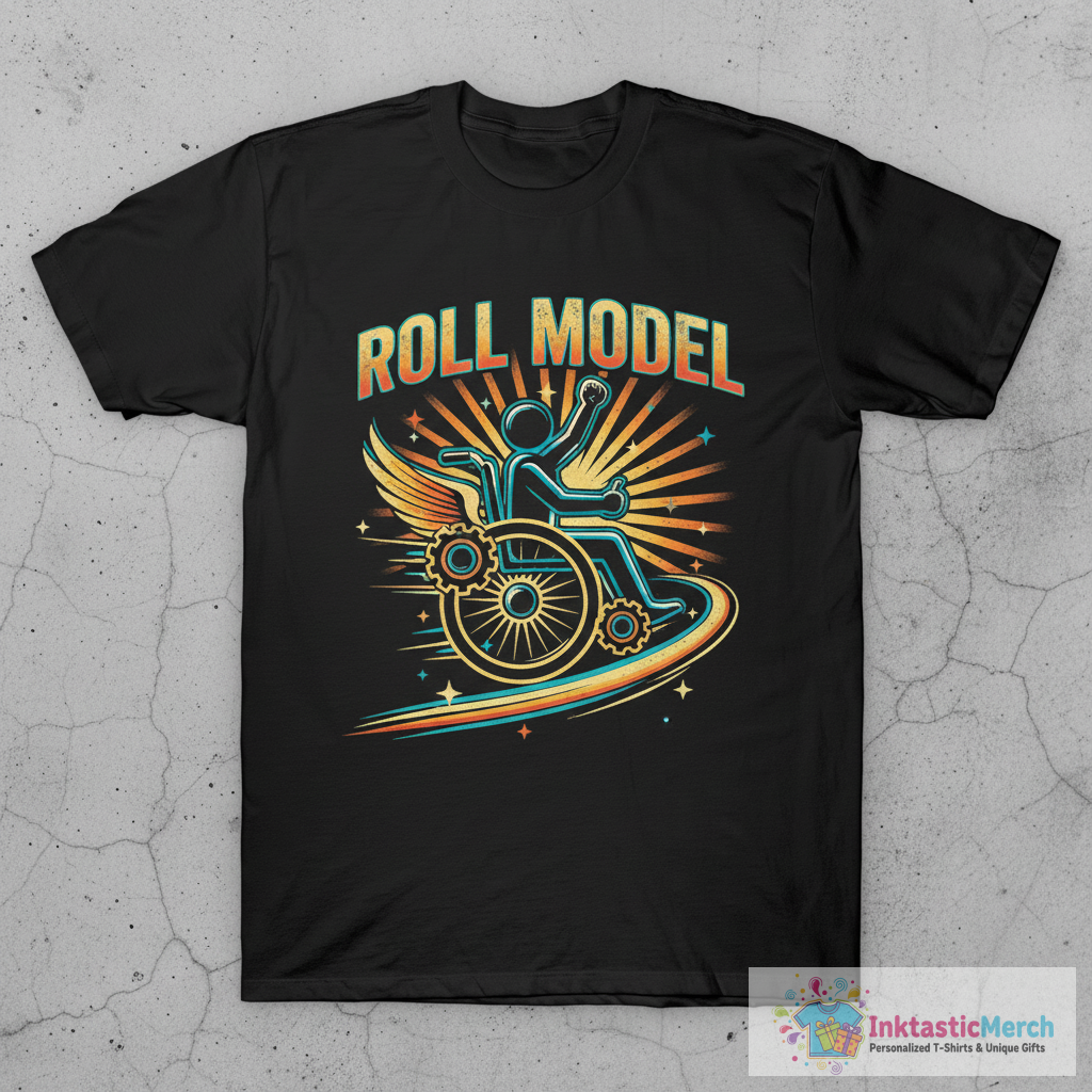 Roll Model Funny Wheelchair T-Shirt 1 Roll Model Funny Wheelchair T-Shirt