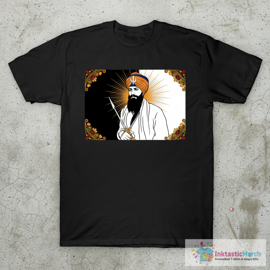 Sant Jarnail Singh Bhindranwale Black White T-Shirt 1 Sant Jarnail Singh Bhindranwale Black White T-Shirt