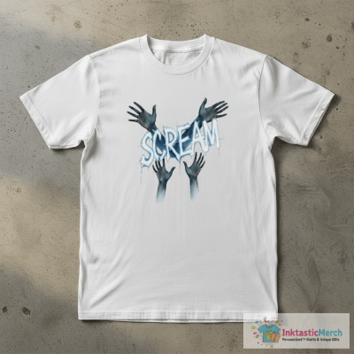 Screaming Horror Broken Neon Font POD Graphic T-Shirt