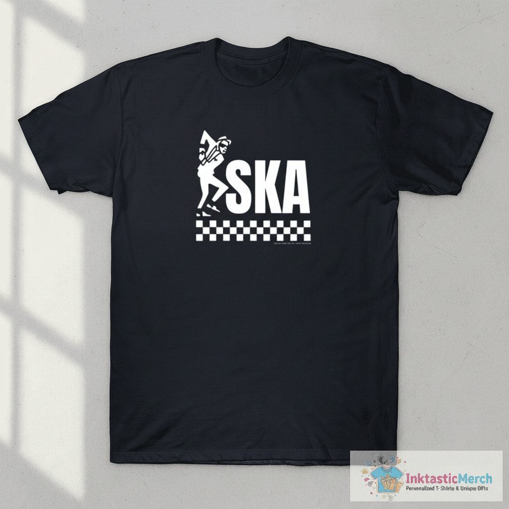 Ska Dancing Rude Boy Design White Print T-Shirt 1 Ska Dancing Rude Boy Design White Print T-Shirt