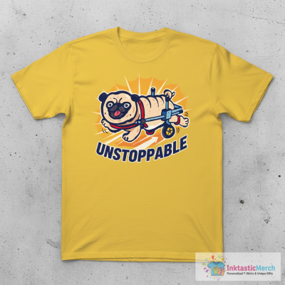 The Fighting Pug with Wheelchair T-Shirt