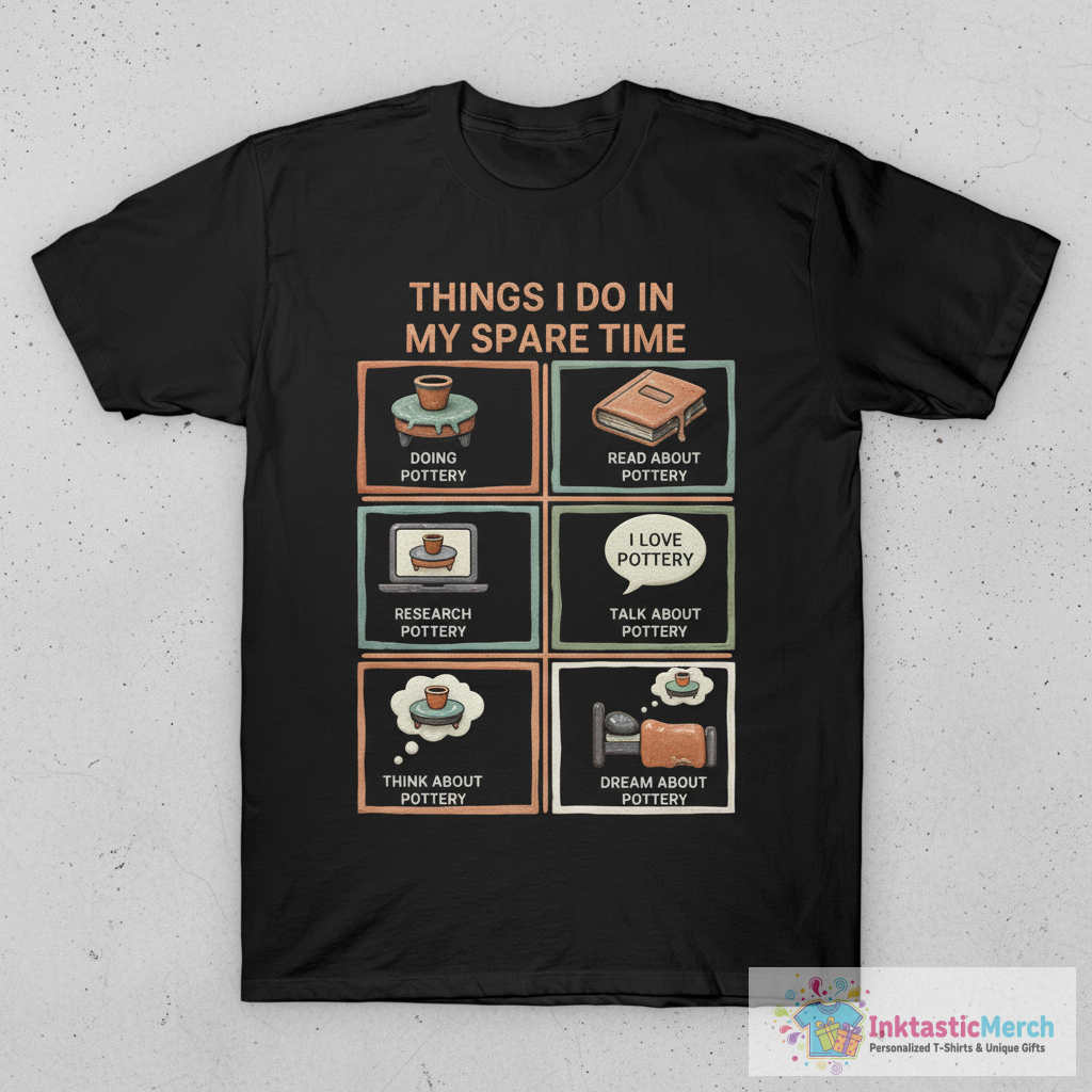 Things I do In My Spare Time Pottery Funny Clay Artist T-Shirt 1 Things I do In My Spare Time Pottery Funny Clay Artist T-Shirt