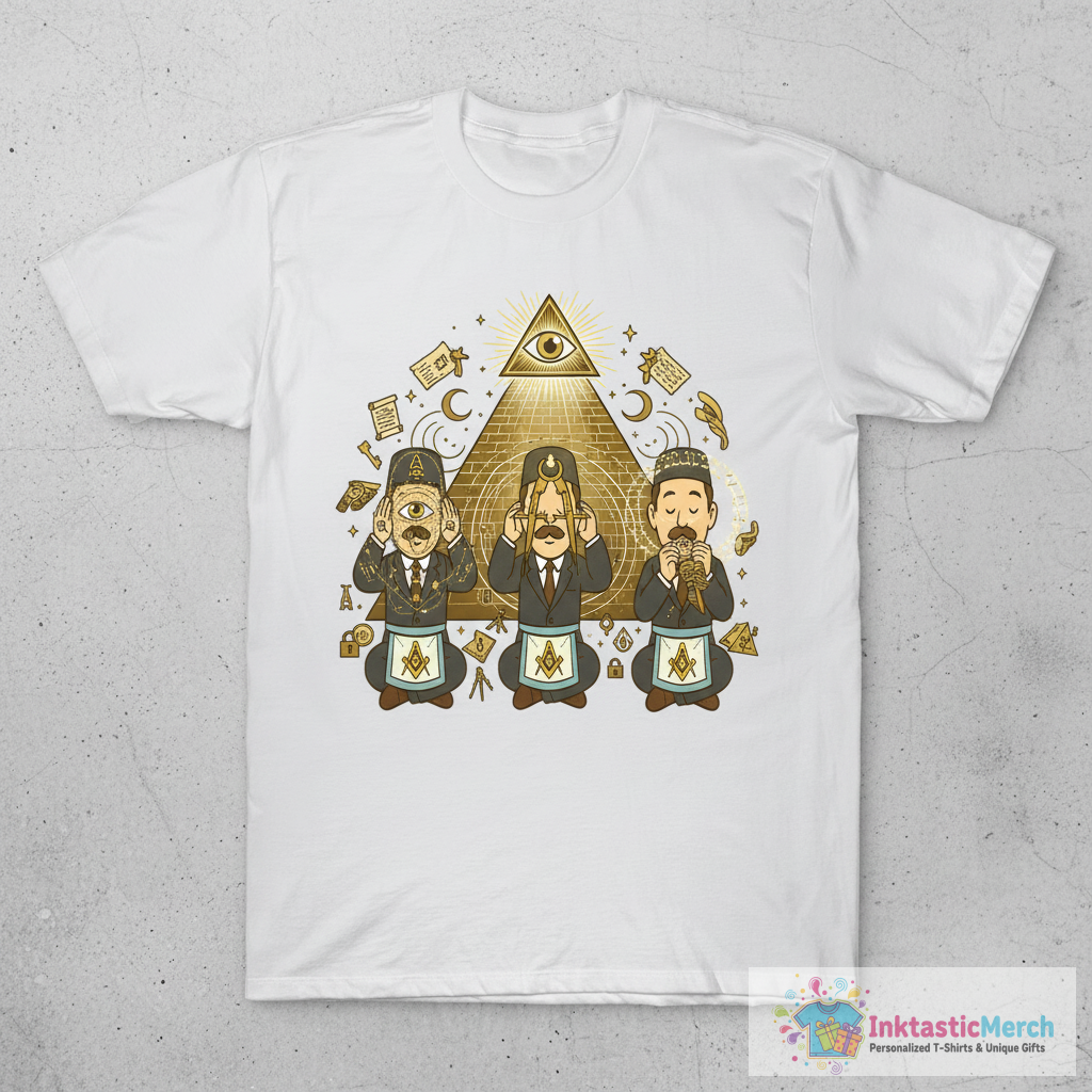 Three wise Freemasons see no evil hear no evil speak no evil T-Shirt 1 Three wise Freemasons see no evil hear no evil speak no evil T-Shirt