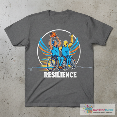 Wheelchair Basketball Line Art T-Shirt
