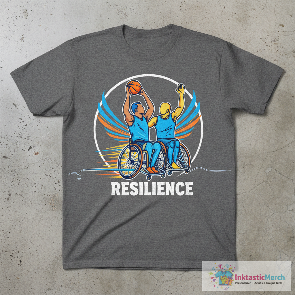 Wheelchair Basketball Line Art T-Shirt 1 Wheelchair Basketball Line Art T-Shirt