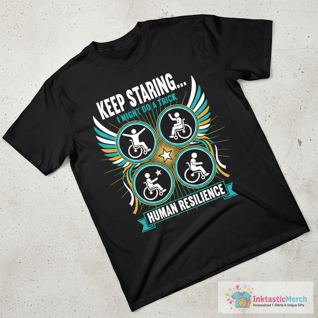 Wheelchair Disability Keep Staring T-Shirt 1 Wheelchair Disability Keep Staring T-Shirt