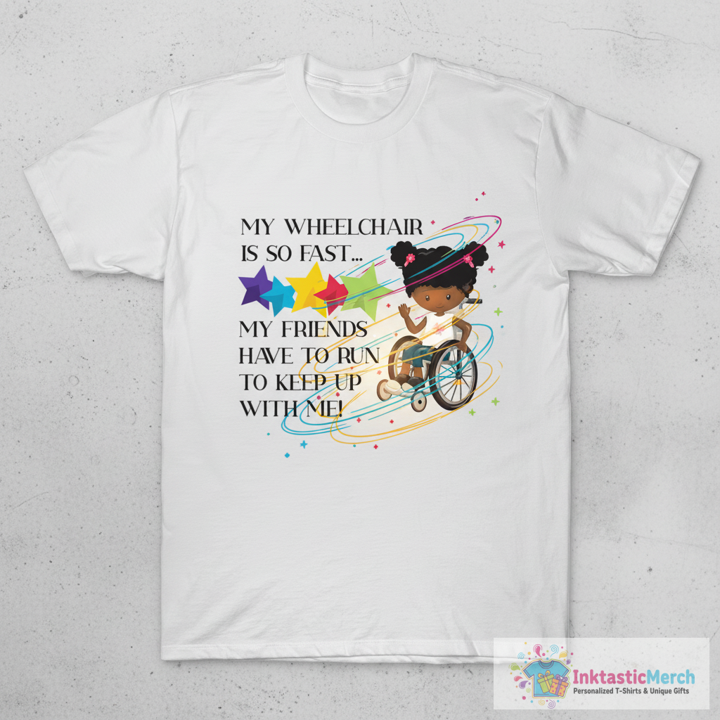 Wheelchair Girl is So Fast T-Shirt 1 Wheelchair Girl is So Fast T-Shirt