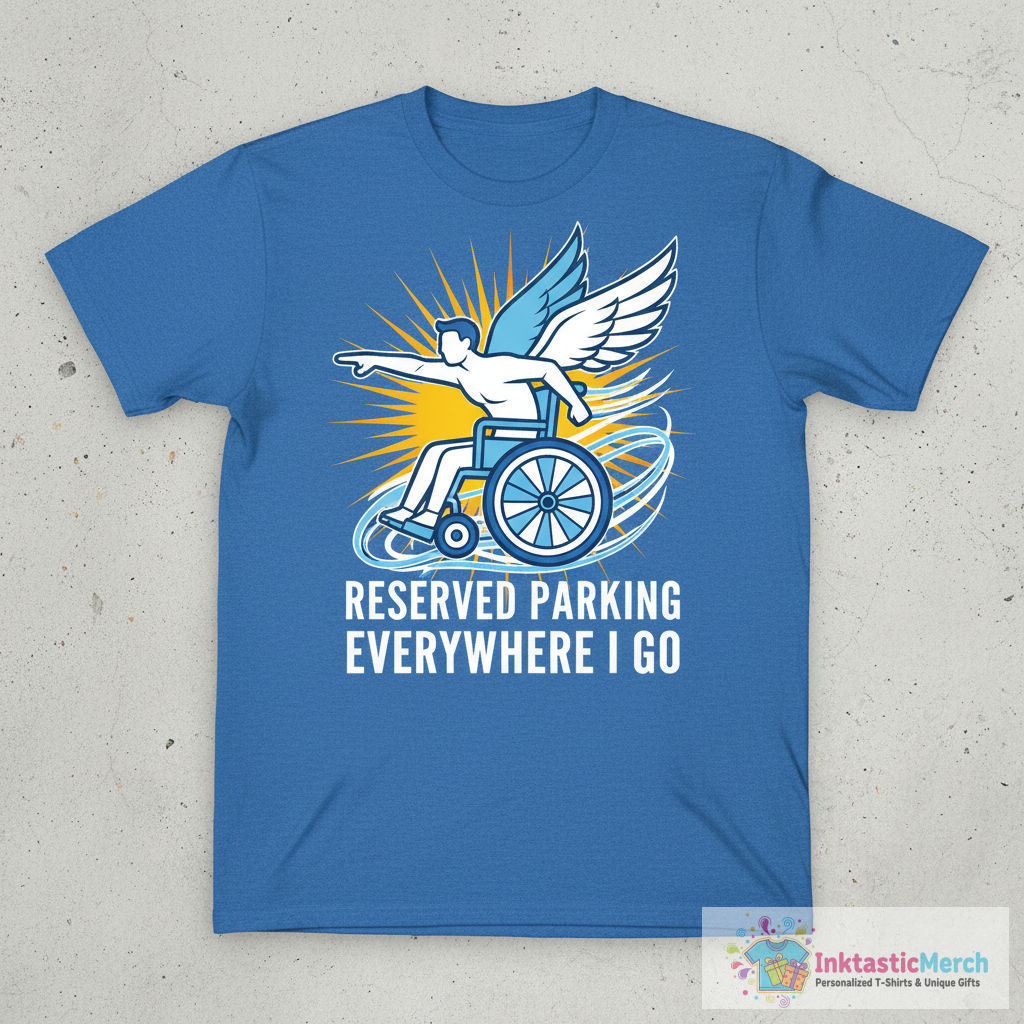 Wheelchair Reserved Parking Everywhere I Go T-Shirt 1 Wheelchair Reserved Parking Everywhere I Go T-Shirt