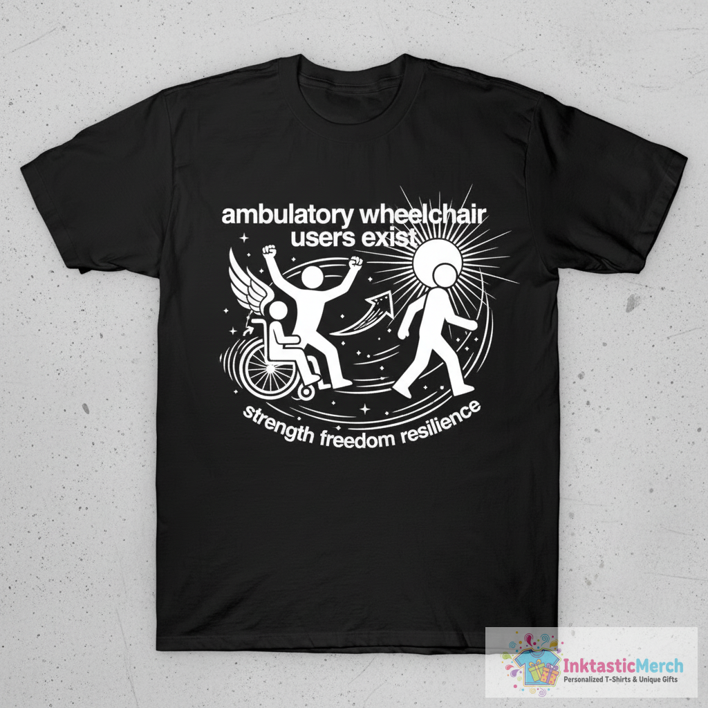 ambulatory wheelchair users exist (all lowercase) T-Shirt 1 ambulatory wheelchair users exist (all lowercase) T-Shirt