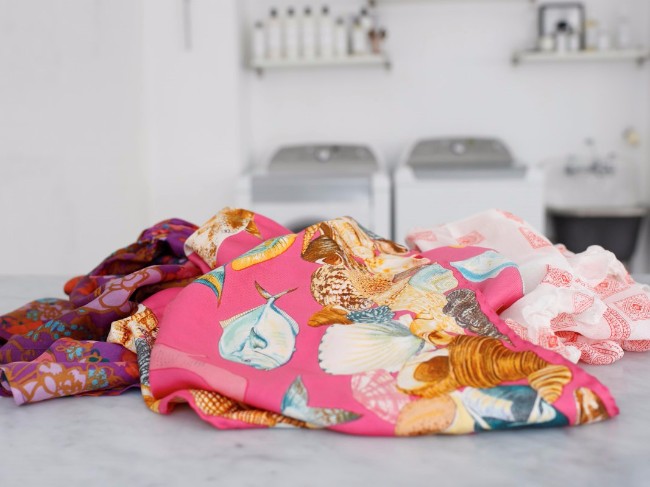 Printed garment in laundry room Printed garment in laundry room