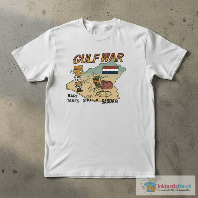 Bootleg Bart Simpson T-Shirt Gulf War Bart Takes Shot At Saddam T-Shirt