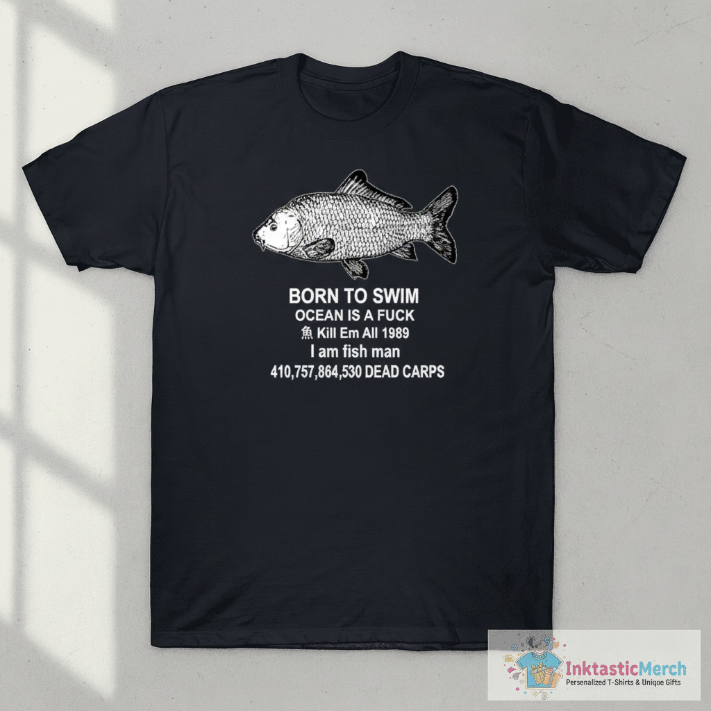 Born to swim ocean is a f*ck kill em all 1989 i am fish man shirt 1 Born to swim ocean is a f*ck kill em all 1989 i am fish man shirt
