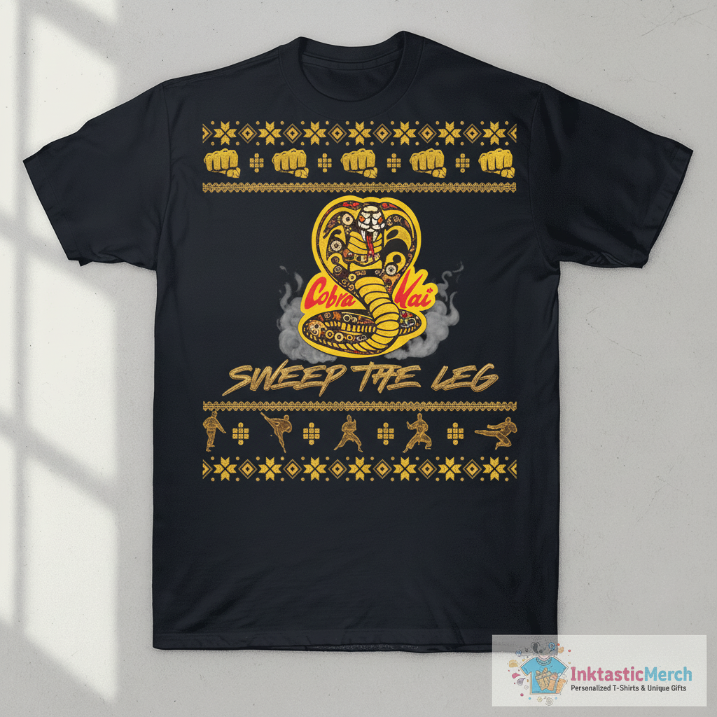 Cobra Kai sweep the leg Christmas sweater 1 Cobra Kai sweep the leg Christmas sweater