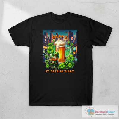 Festive Orange St. Patrick’S Day Leprechaun & Shamrock T-Shirt