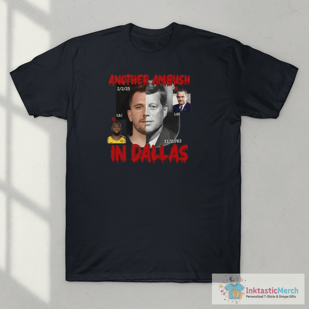 Luka Doncic And John F. Kennedy Another Ambush In Dallas T-Shirt 1 Luka Doncic And John F. Kennedy Another Ambush In Dallas T-Shirt