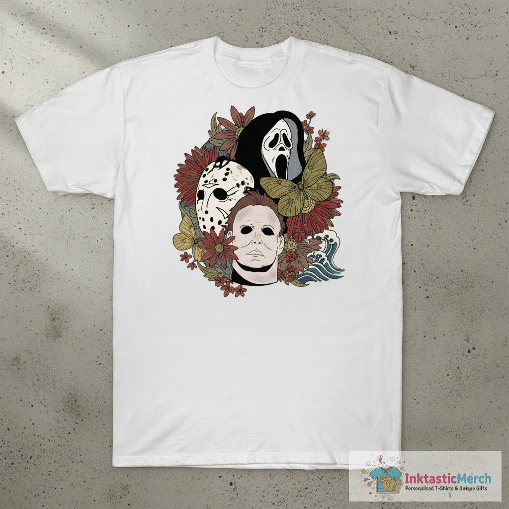 Scream Ghostface Jason Michael Myers Halloween floral shirt 1 Scream Ghostface Jason Michael Myers Halloween floral shirt