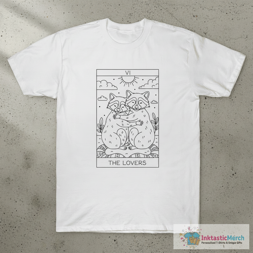 The Lovers - Raccoons Tarot T-Shirt 1 The Lovers - Raccoons Tarot T-Shirt