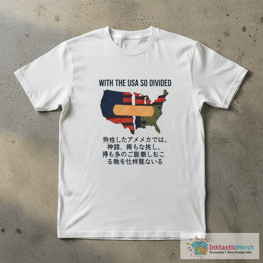 With The USA So Divided Band Aid USA T-Shirt 1 With The USA So Divided Band Aid USA T-Shirt
