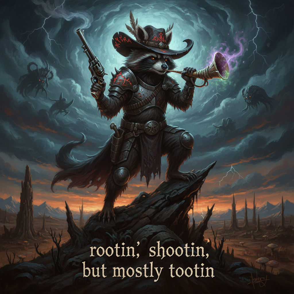 rootin shootin but mostly tootin cowboy raccoon word art T-Shirt 1 rootin shootin but mostly tootin cowboy raccoon word art T-Shirt