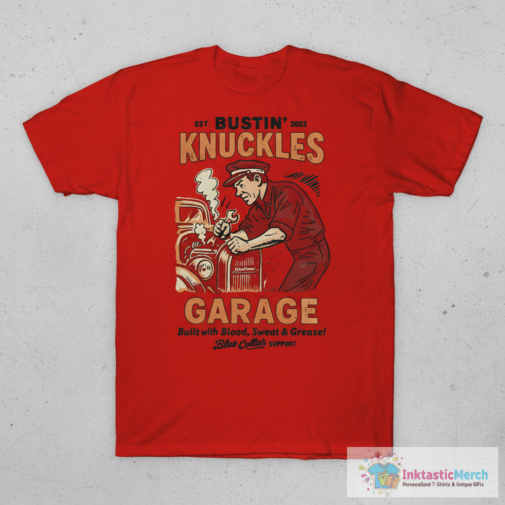 Bustin’ Knuckles Garage Built With Blood Sweat And Grease Blue Collar Support Est 2022 Workman T-shirts 1 Bustin’ Knuckles Garage Built With Blood Sweat And Grease Blue Collar Support Est 2022 Workman T-shirts