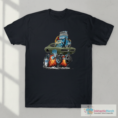 Classic American Muscle Car Hot Rod Cartoon Vector Illustration T-Shirt