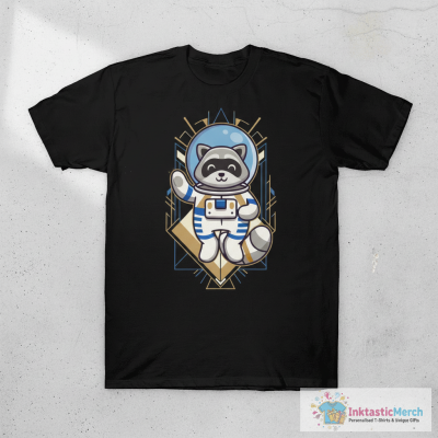 Cute Raccoon Astronaut Waving Hand T-Shirt