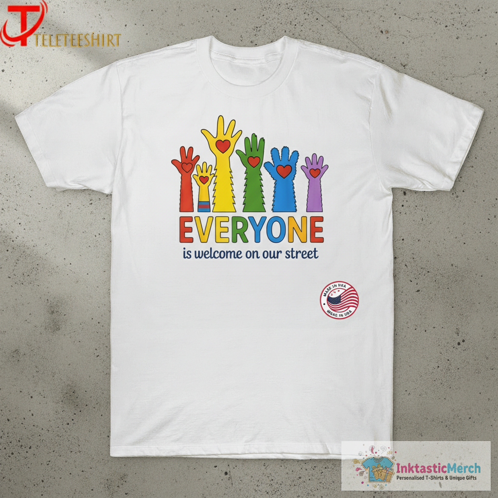 Everyone Is Welcome On Our Street LGBT Pride Month Hands T-shirts 1 Everyone Is Welcome On Our Street LGBT Pride Month Hands T-shirts