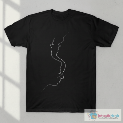 Inverted Faces | One Line Artist | Minimal Art | One Line Art | Minimalist T-Shirt