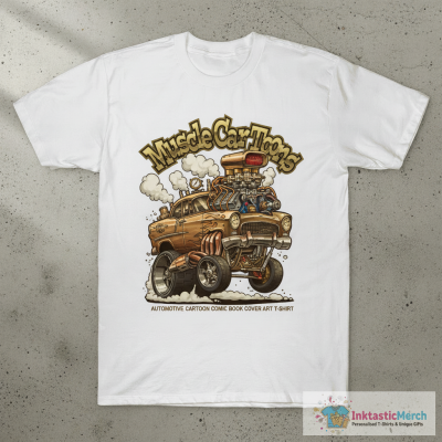 Muscle Car Toons Automotive Cartoon Comic Book Cover Art T-Shirt