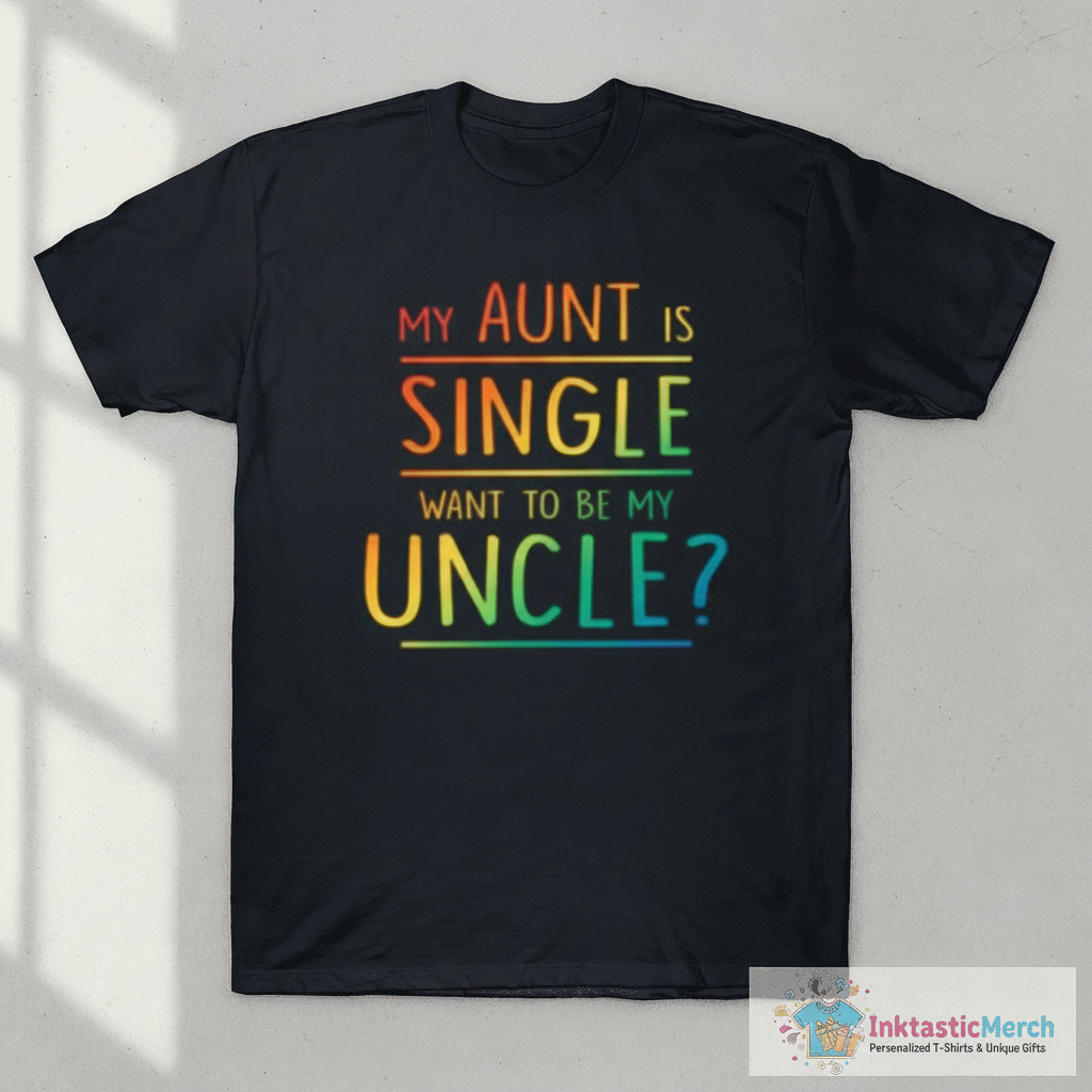 My Aunt Is Single Want To Be My Uncle? Funny Design T-Shirt 1 My Aunt Is Single Want To Be My Uncle? Funny Design T-Shirt