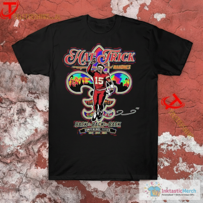Patrick Mahomes Hat-Trick Back To Back To Back Conference Titles 2024 2025 Kansas City Chiefs T-Shirts