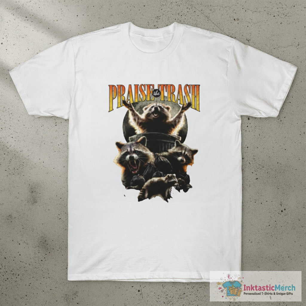 Praise The Trash Raccoon Vintage 90's Bootleg HipHop Aesthetics Street Cat T-Shirt 1 Praise The Trash Raccoon Vintage 90's Bootleg HipHop Aesthetics Street Cat T-Shirt