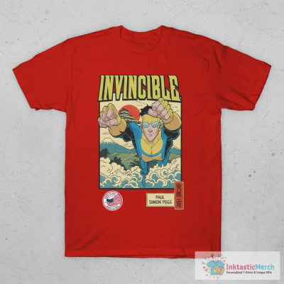 Simon Pegg Wearing Mark Grayson Paul Invincible T-Shirts