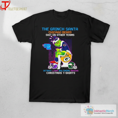 The Grinch Santa Chicago Bears Shit On Other Teams Toilet Paper Detroit Lions Baltimore Ravens Green Bay Packers Helmets Christmas T-shirts