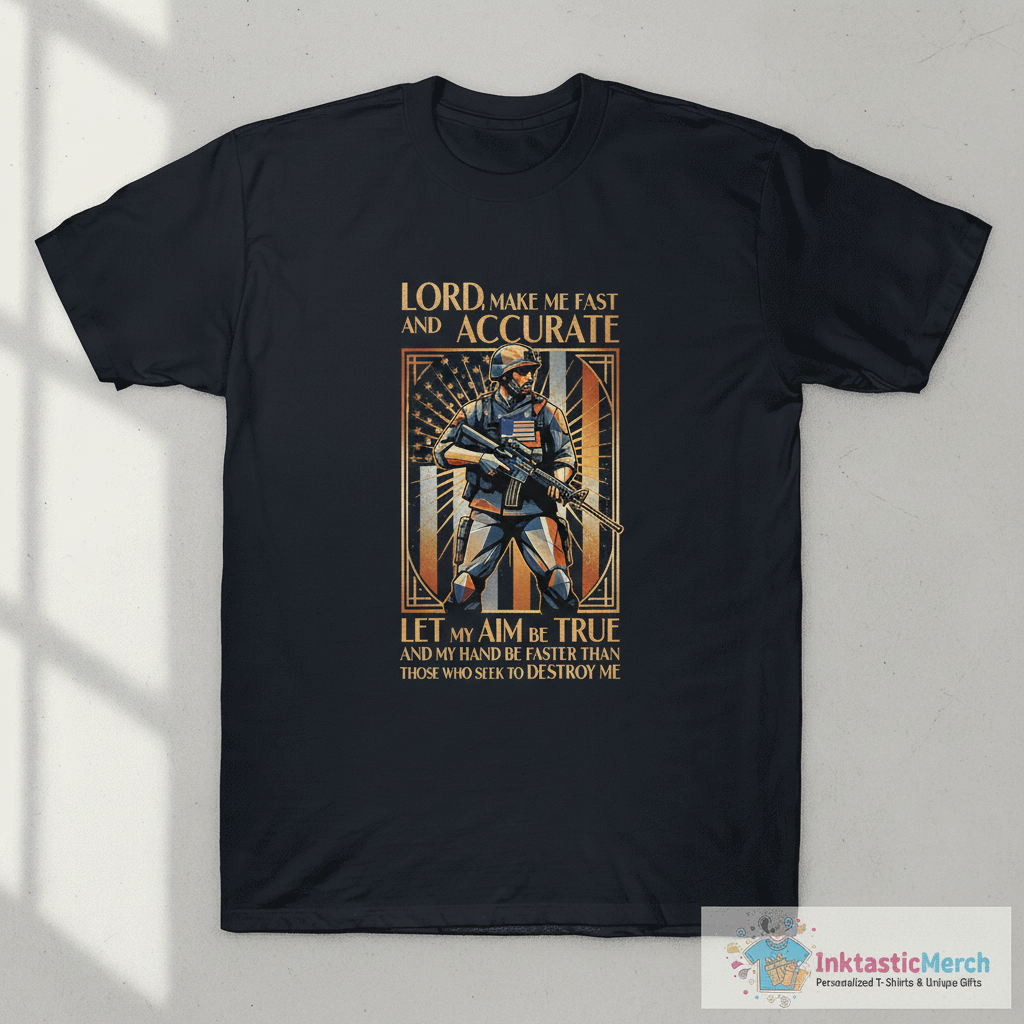 Veteran T-Shirt Lord Make Me Fast And Accurate US Flag 1 Veteran T-Shirt Lord Make Me Fast And Accurate US Flag