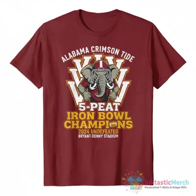 Alabama Crimson Tide 2024 5-Peat Iron Bowl Champions shirt - High Quality Printed T-Shirt