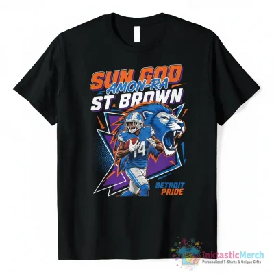 Amon-Ra St Brown 14 Detroit Lions wide receiver shirt - High Quality Printed T-Shirt