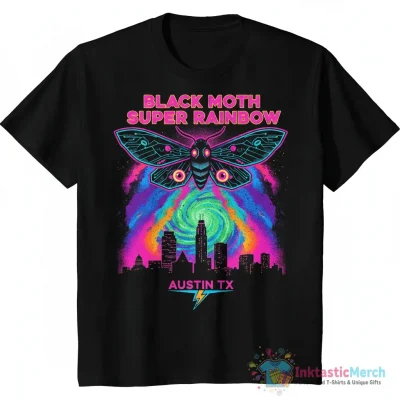 Black Moth Super Rainbow Austin TX Poster Shirt - High Quality Printed T-Shirt