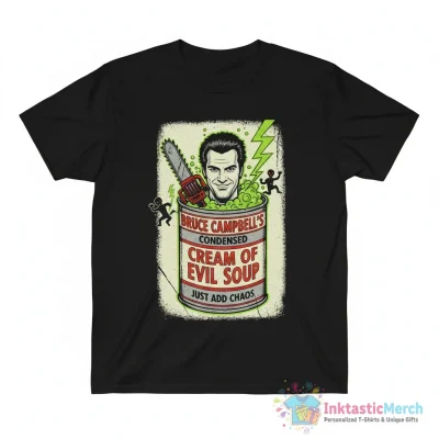 Bruce Campbell condensed cream of evil soup shirt - High Quality Printed T-Shirt