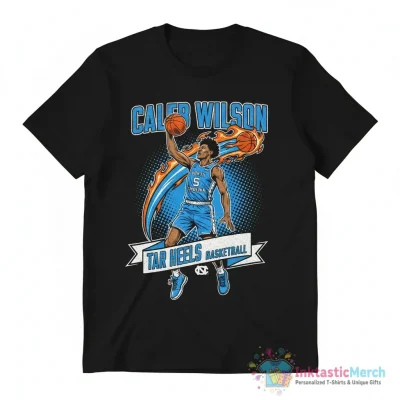 Caleb Wilson player pose basketball North Carolina Tar Heels shirt - High Quality Printed T-Shirt