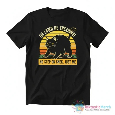Cat parody of the Gadsden flag oh lawd he treading shirt - High Quality Printed T-Shirt