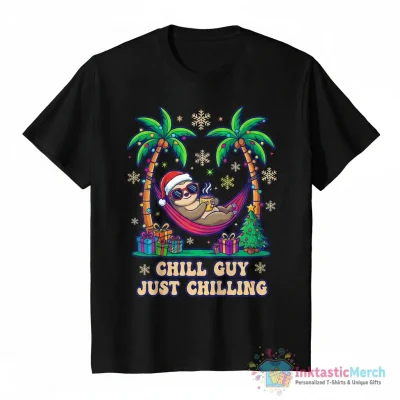 Chill Guy Just Chilling On Christmas Ugly Christmas shirt - High Quality Printed T-Shirt