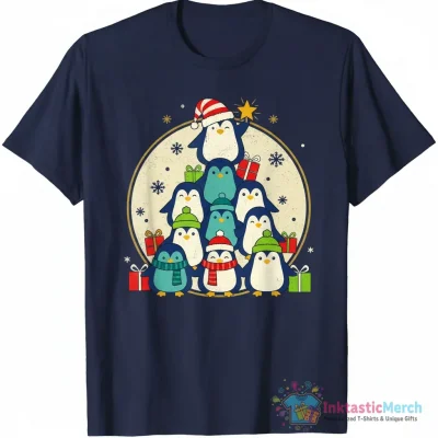 Christmas Penguins tree Ornament - High Quality Printed T-Shirt