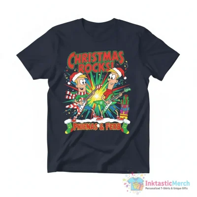 Christmas rocks phineas and ferb Ornament - High Quality Printed T-Shirt